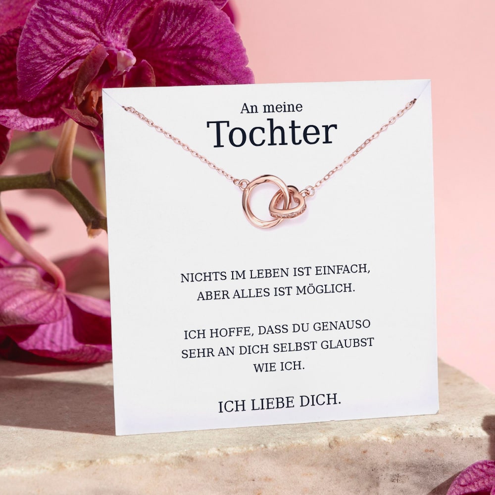 14k Weißgold Ausführung Ring & Herz Halskette - An meine Tochter