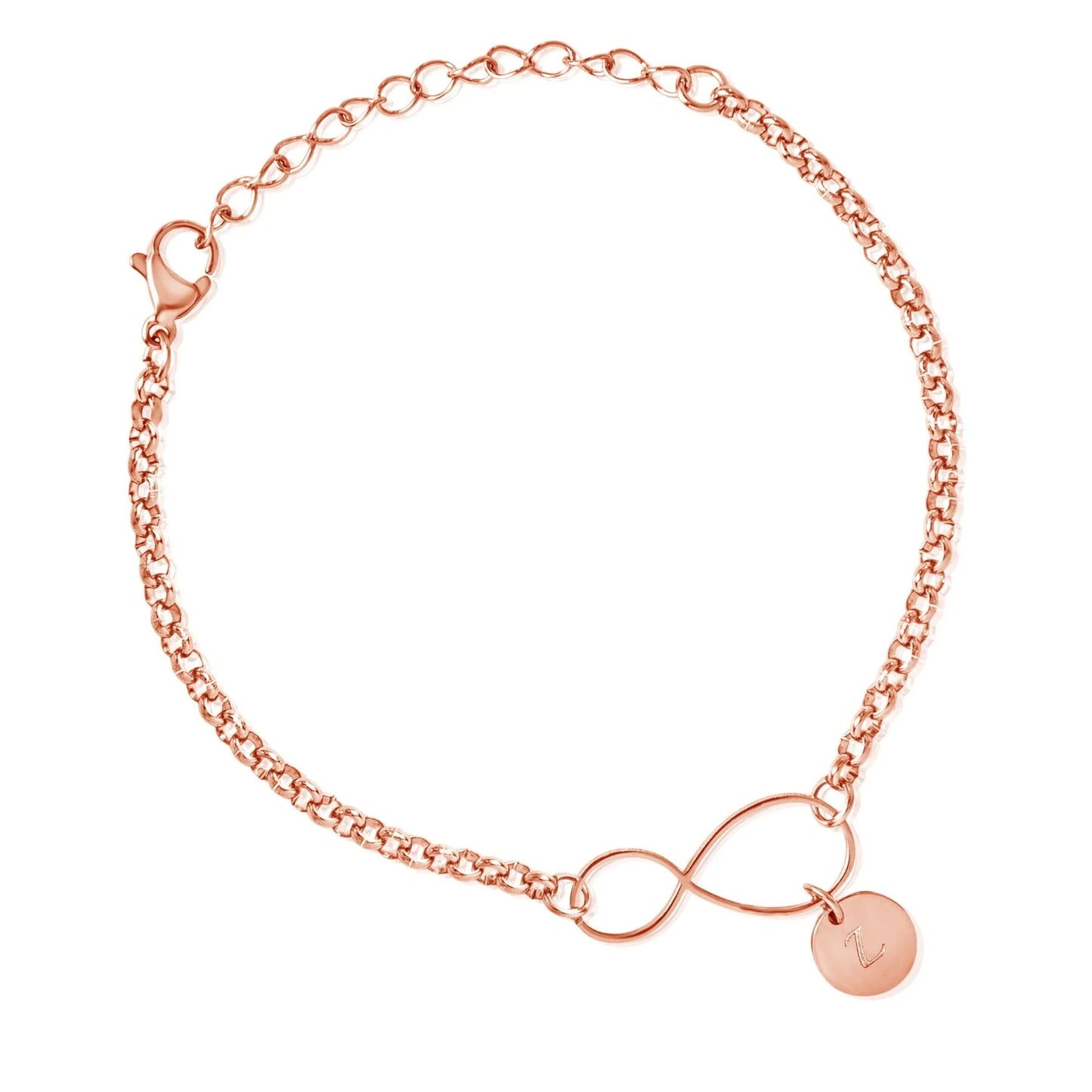 Personalisierbares Infinity-Armband mit Initialen-Anhängern