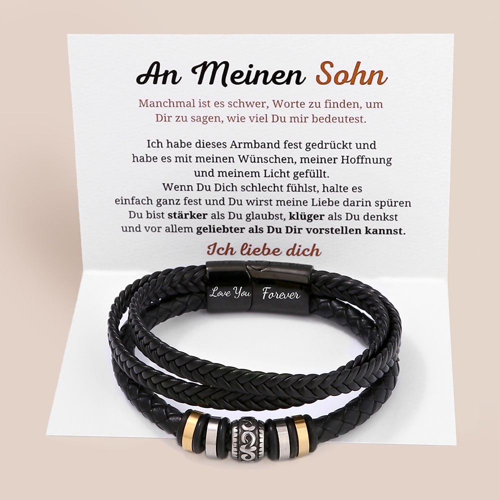 An meinen Sohn - Ich liebe dich - Herren Lederarmband