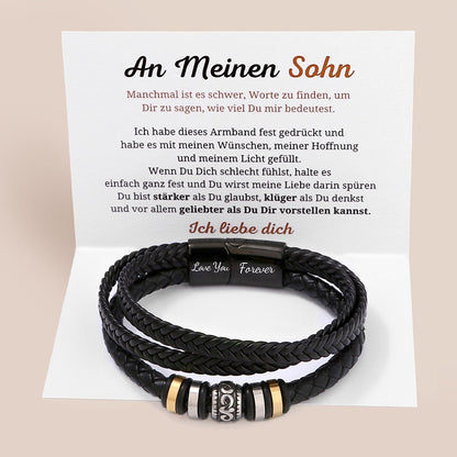 An meinen Sohn - Ich liebe dich - Herren Lederarmband