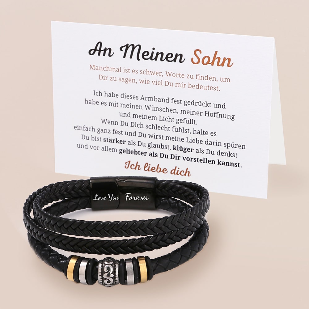 An meinen Sohn - Ich liebe dich - Herren Lederarmband