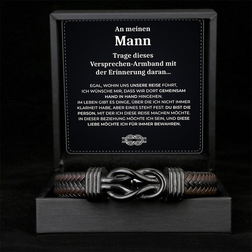 An Meinen Mann - Herren Unendlichkeit Lederarmband mit Geschenkbox
