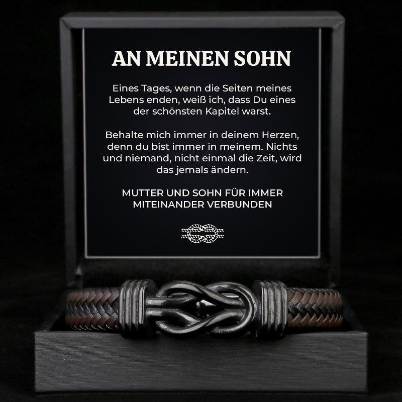 An Meinen Sohn - Herren Unendlichkeit Lederarmband mit Geschenkbox