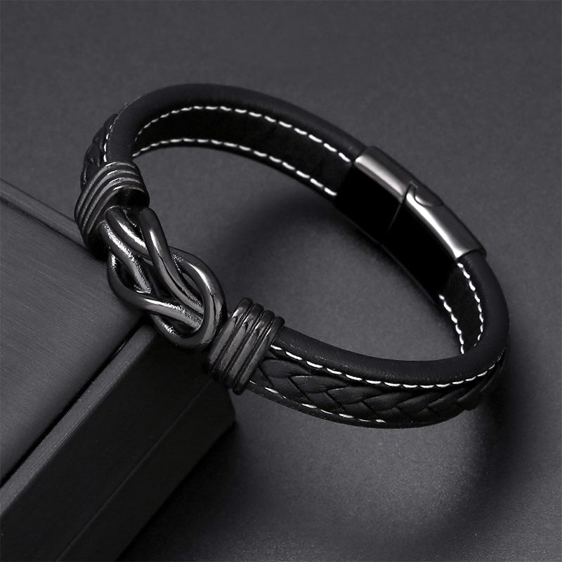 An Meinen Sohn - Herren Unendlichkeit Lederarmband mit Geschenkbox