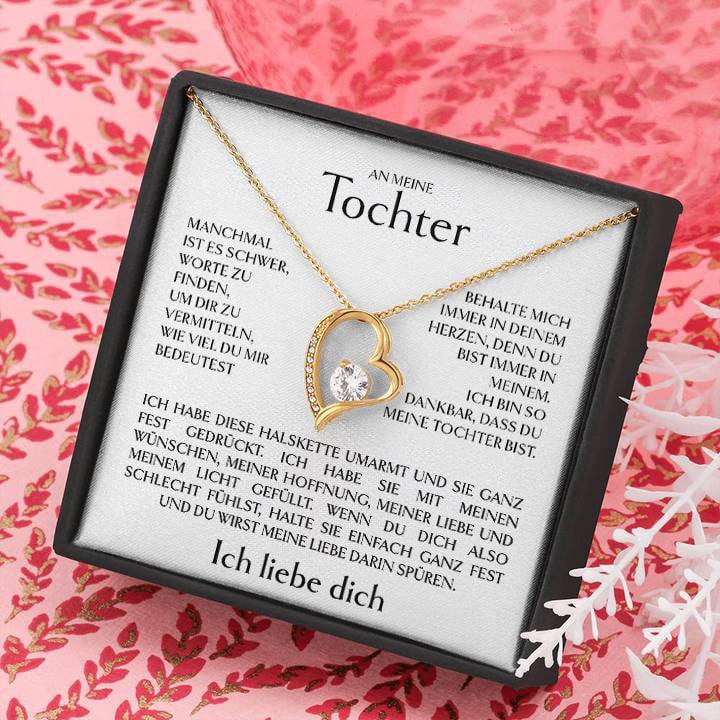 14k Weißgold Ausführung Herz Halskette - Für Tochter