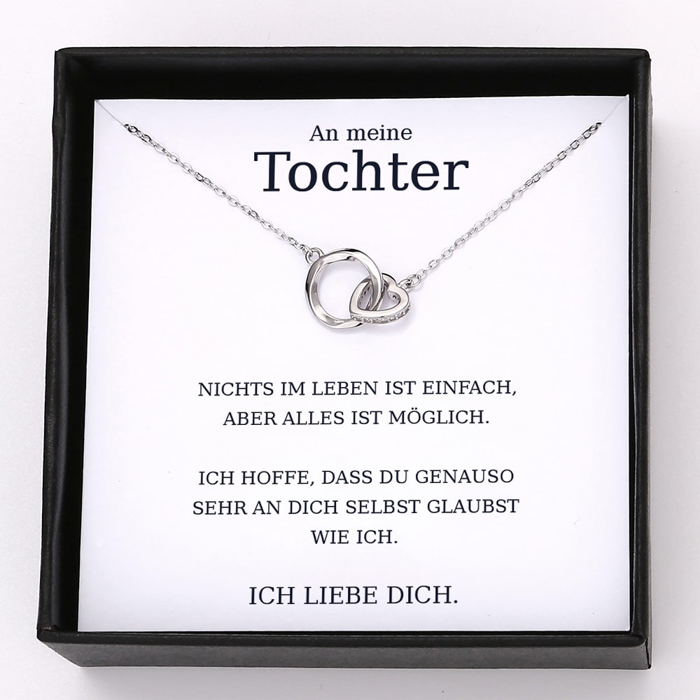 14k Weißgold Ausführung Ring & Herz Halskette - An meine Tochter