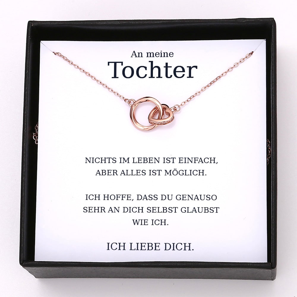 14k Weißgold Ausführung Ring & Herz Halskette - An meine Tochter