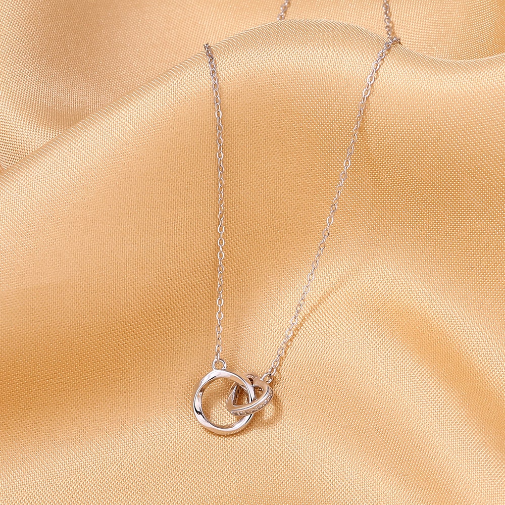 14k Weißgold Ausführung Ring & Herz Halskette - An meine Tochter