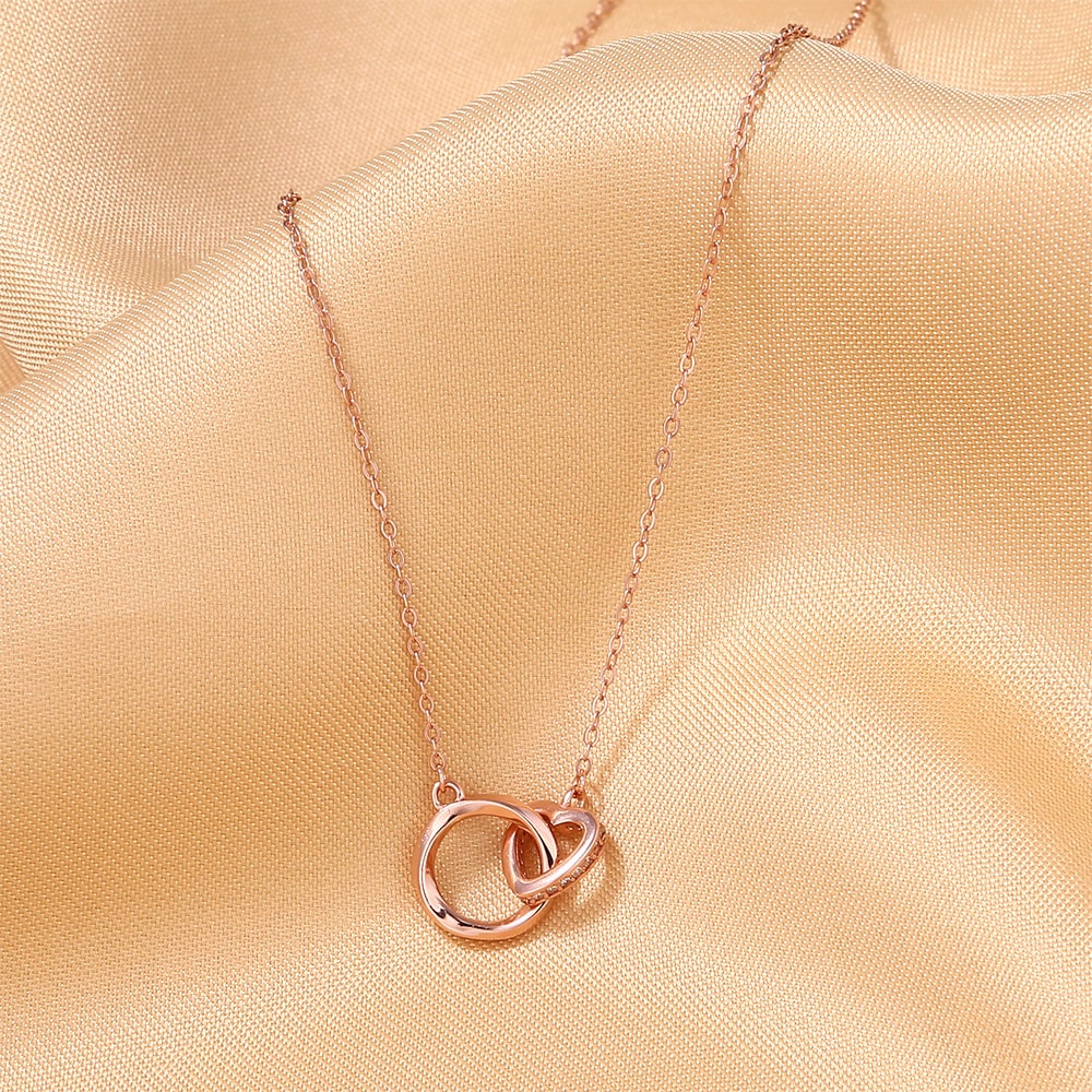 14k Weißgold Ausführung Ring & Herz Halskette - An meine Tochter