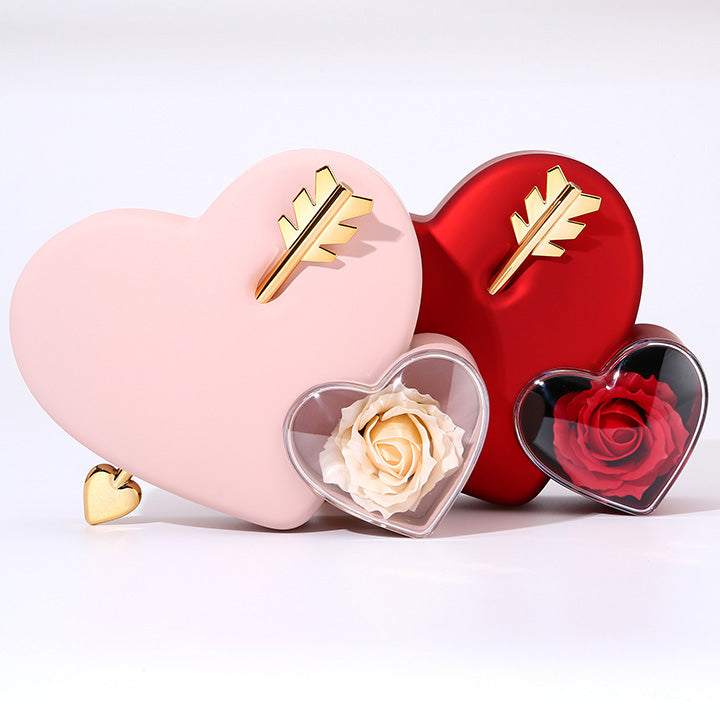 Amour Rosenbox - mit versteckter Herz Halskette & romantischer Notiz - An meinen Schatz