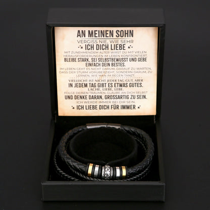 An meinen Sohn - Geflochtenes Edelstahl Lederarmband