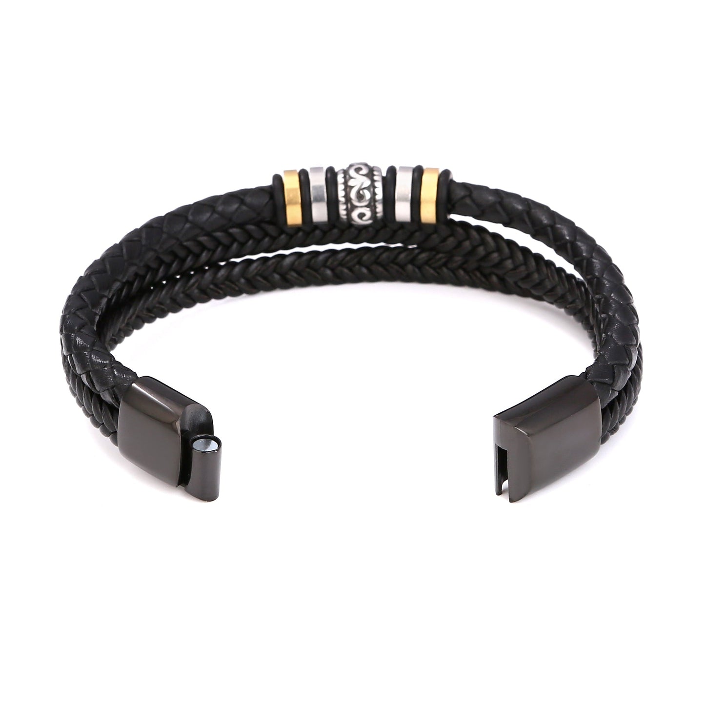 An meinen Sohn - Geflochtenes Edelstahl Lederarmband