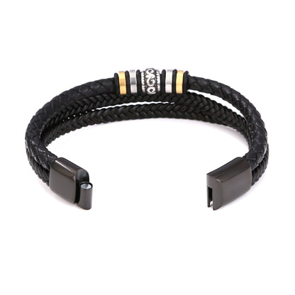 An meinen Sohn - Geflochtenes Edelstahl Lederarmband