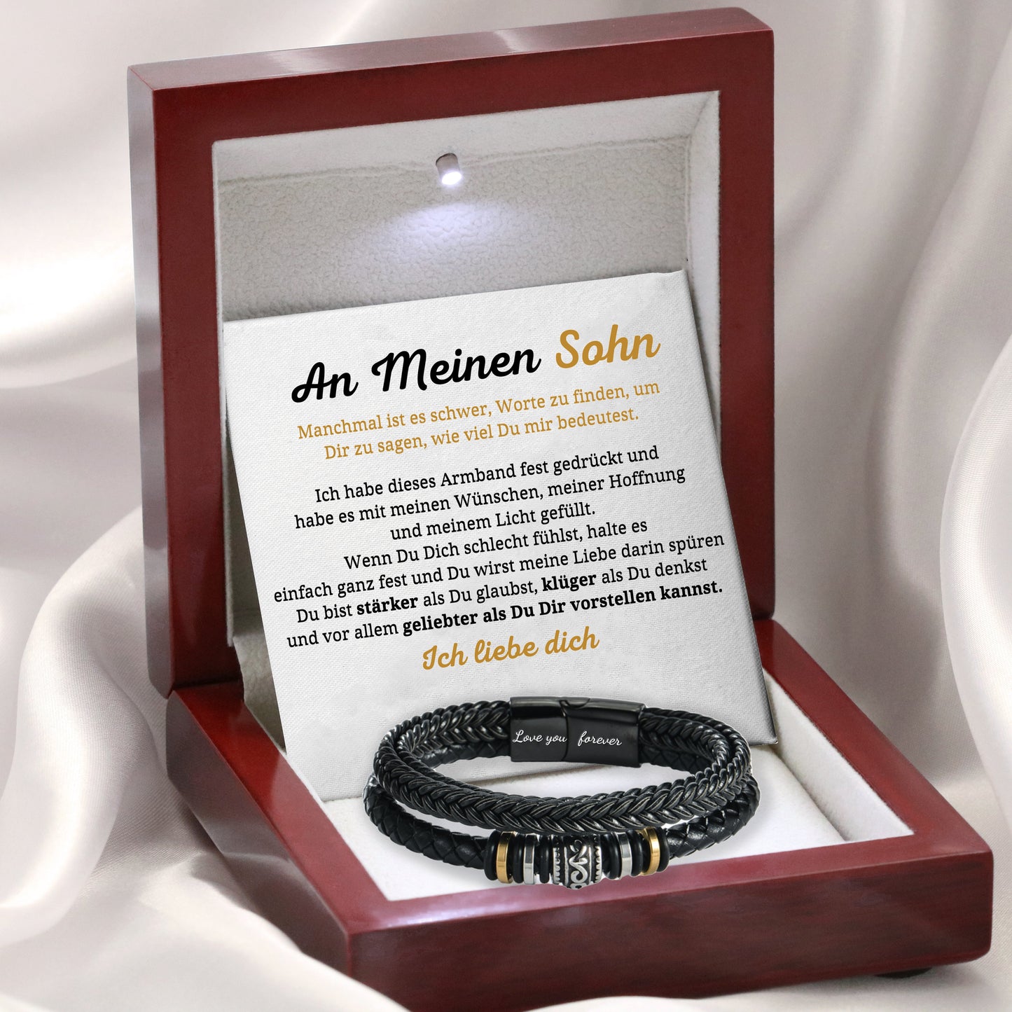An meinen Sohn - Ich liebe dich - Herren Lederarmband