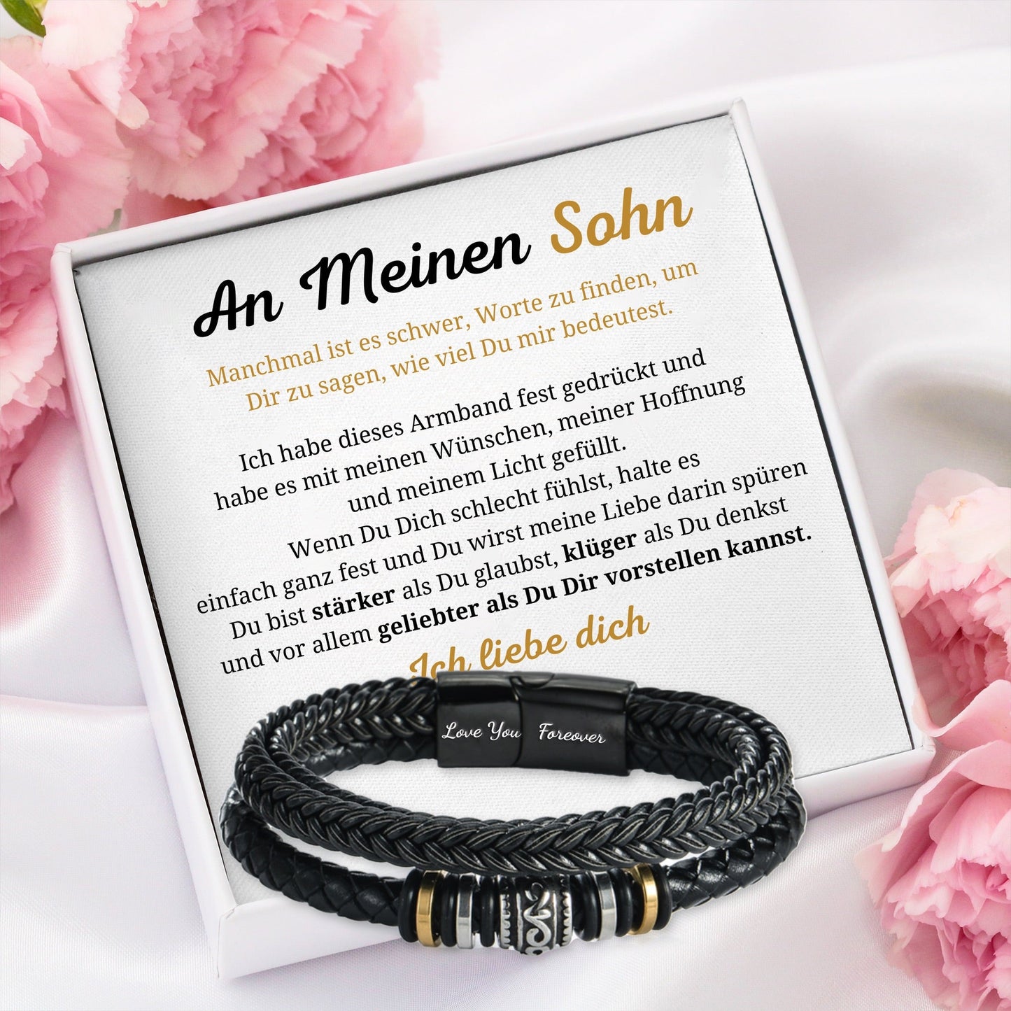 An meinen Sohn - Ich liebe dich - Herren Lederarmband