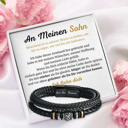 An meinen Sohn - Ich liebe dich - Herren Lederarmband