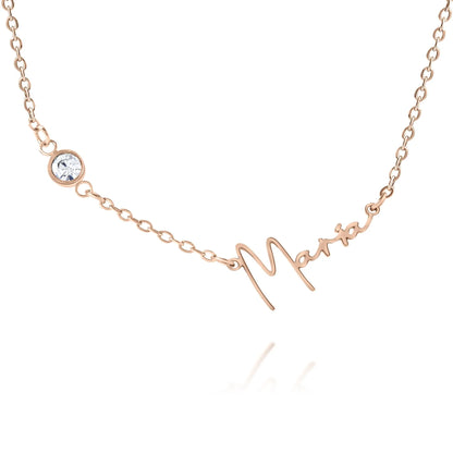 Namenscollier Script und Glitzerstein