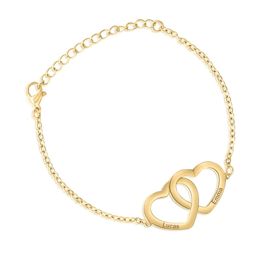 Personalisierte ineinandergreifende Doppelherz-Armband