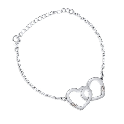 Personalisierte ineinandergreifende Doppelherz-Armband