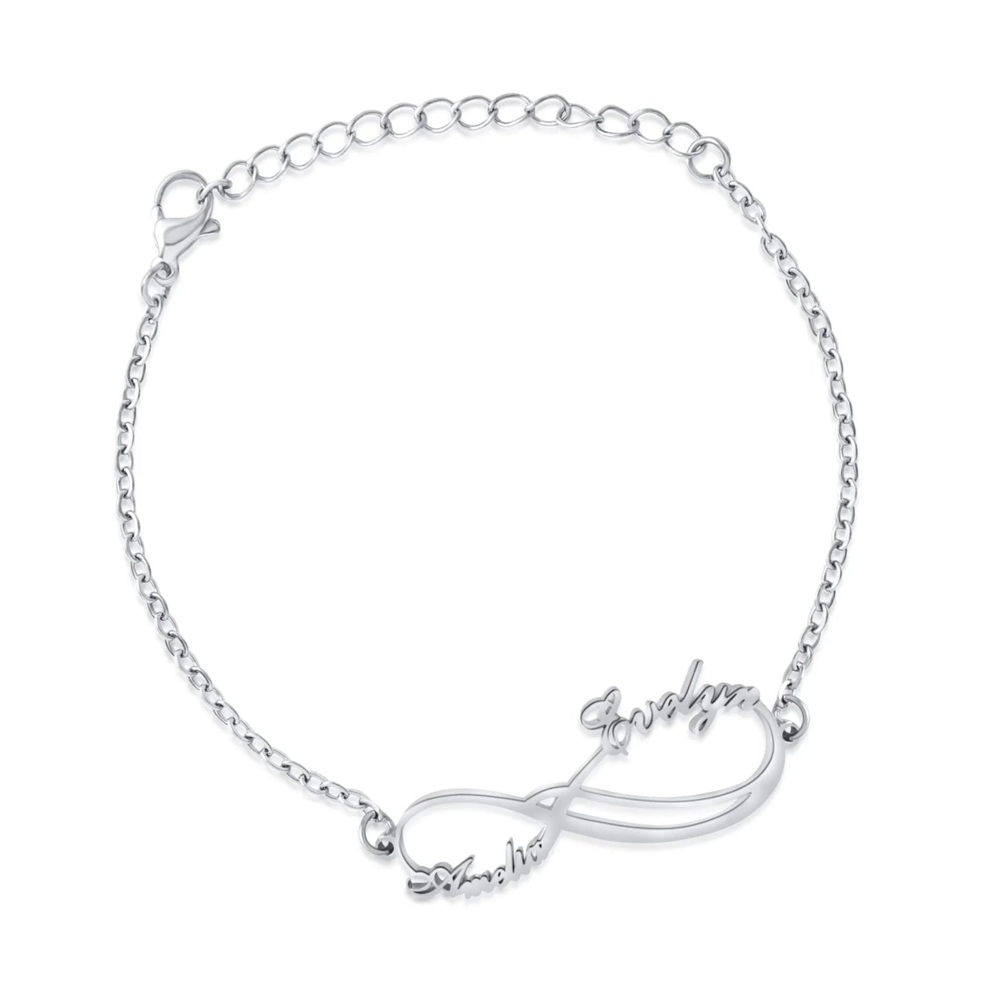 Personalisierbares Doppel-Infinity-Armband mit 2 Namen