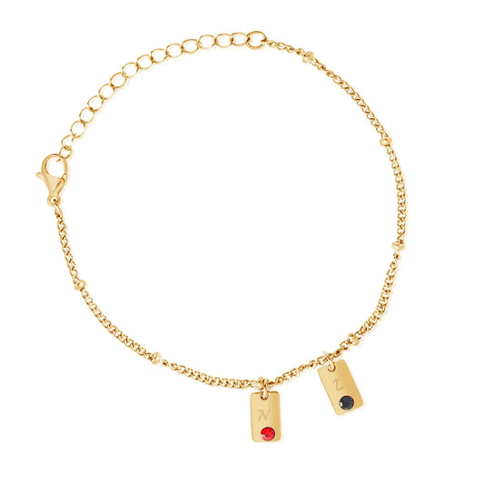 Personalisierte Armbänder mit Initialen & Steinanhängern