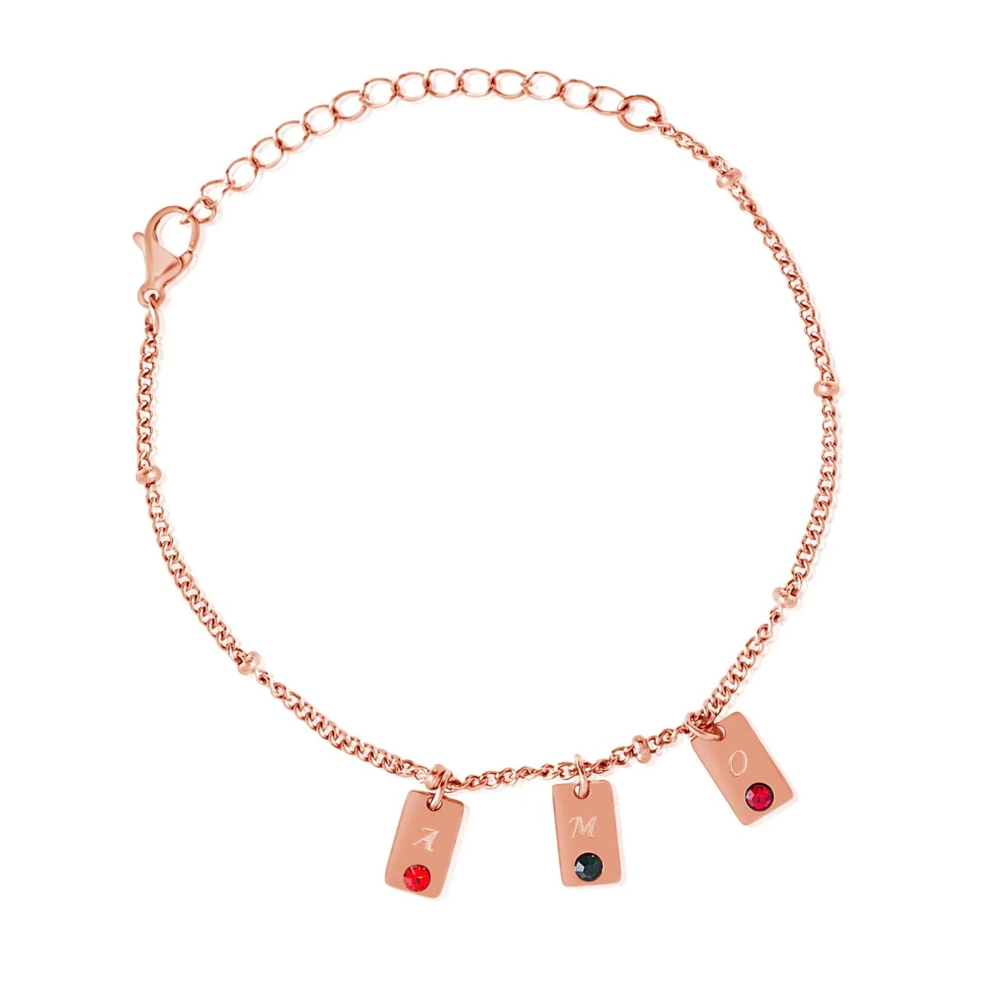 Personalisierte Armbänder mit Initialen & Steinanhängern