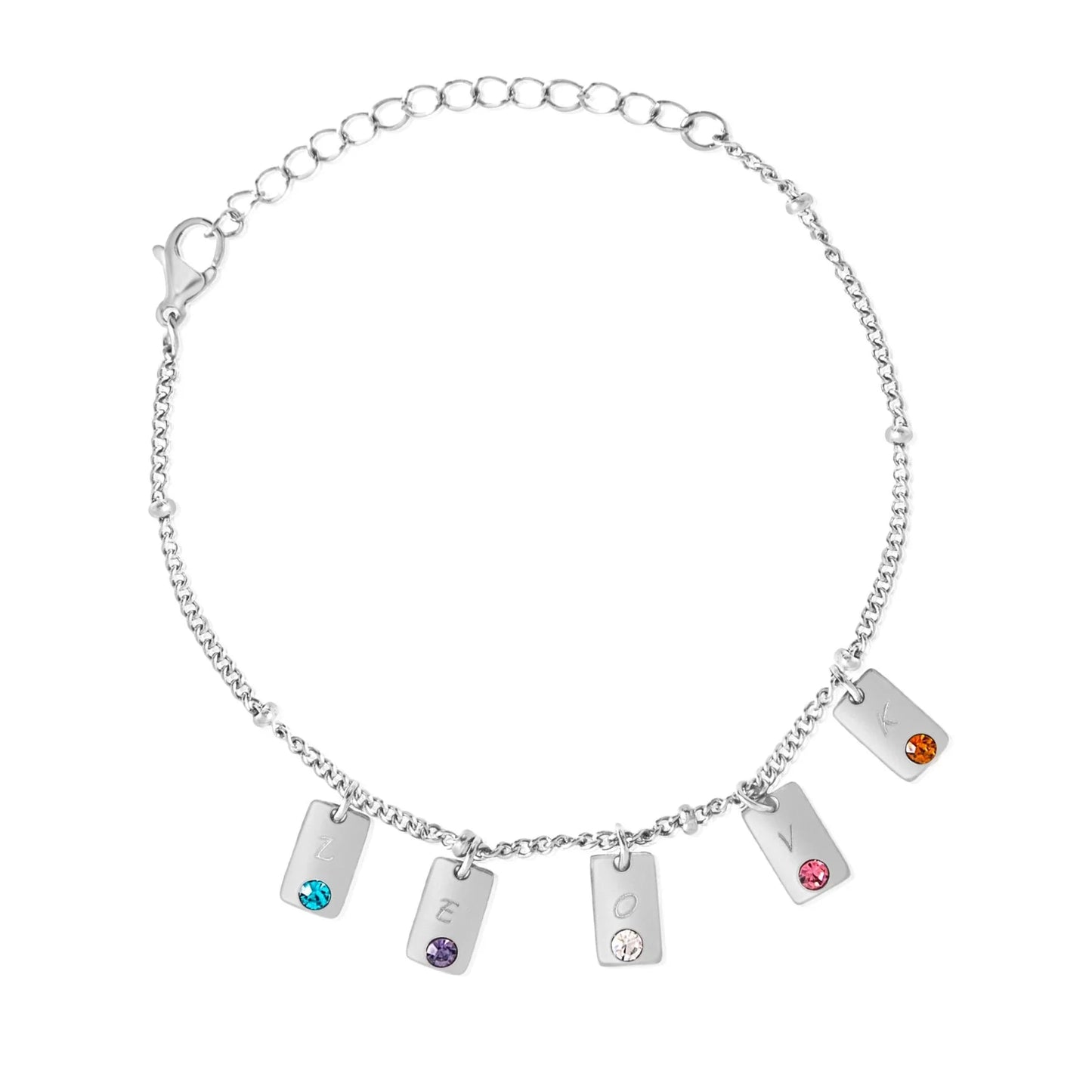 Personalisierte Armbänder mit Initialen & Steinanhängern