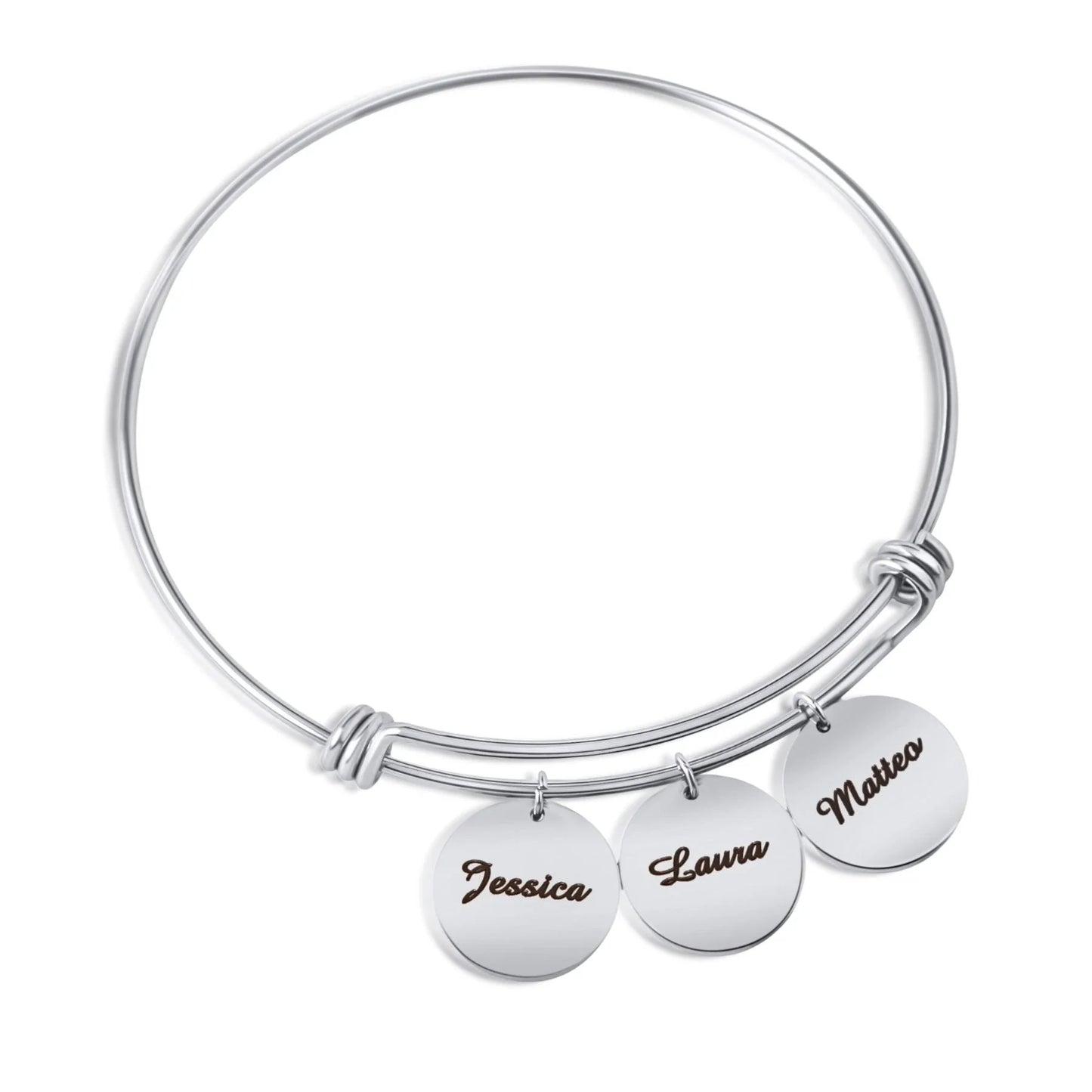 Personalisierbares Armband mit 2–4 gravierten Charms
