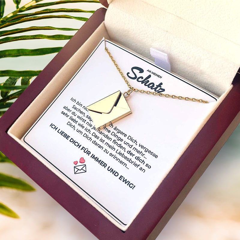 18k Gold Ausführung Liebesbrief Halskette - Geschenkset