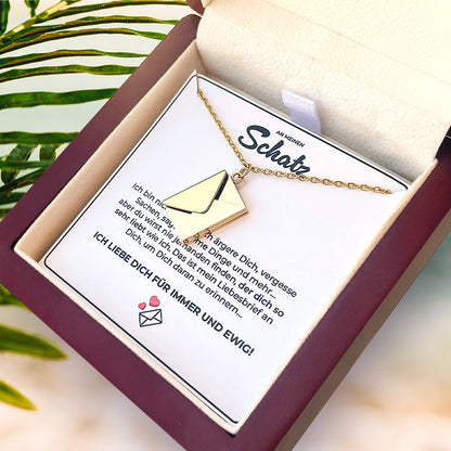 18k Gold Ausführung Liebesbrief Halskette - Geschenkset