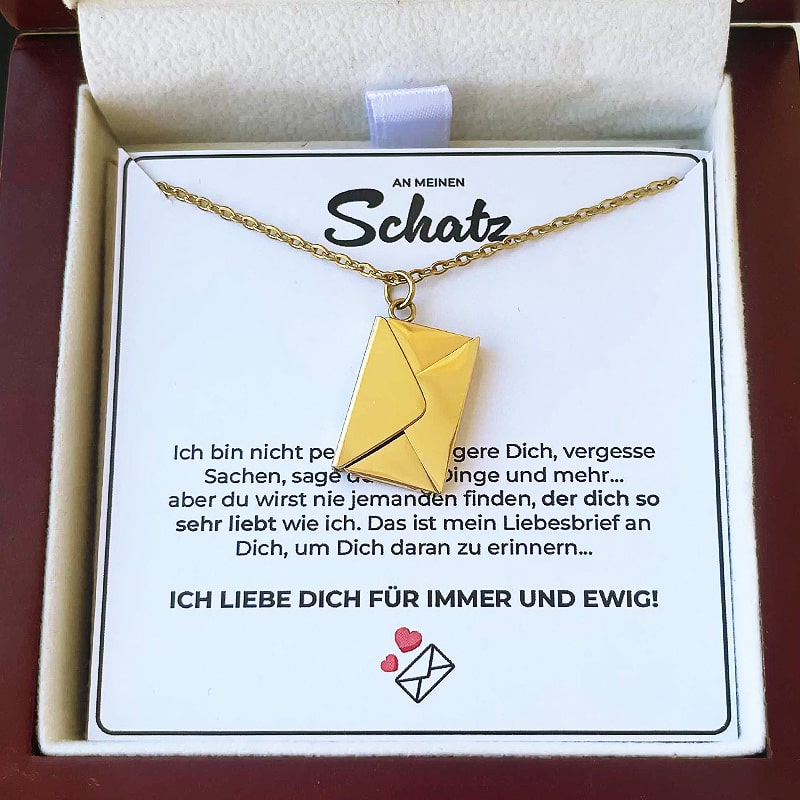 18k Gold Ausführung Liebesbrief Halskette - Geschenkset