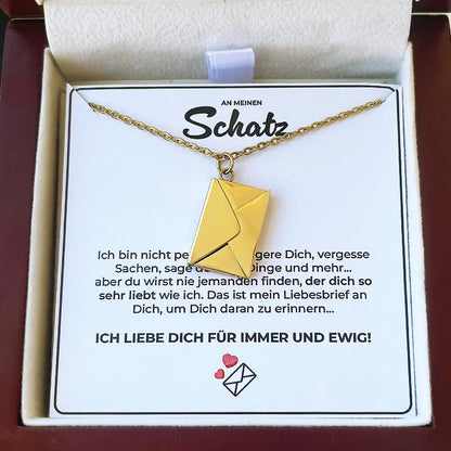 18k Gold Ausführung Liebesbrief Halskette - Geschenkset