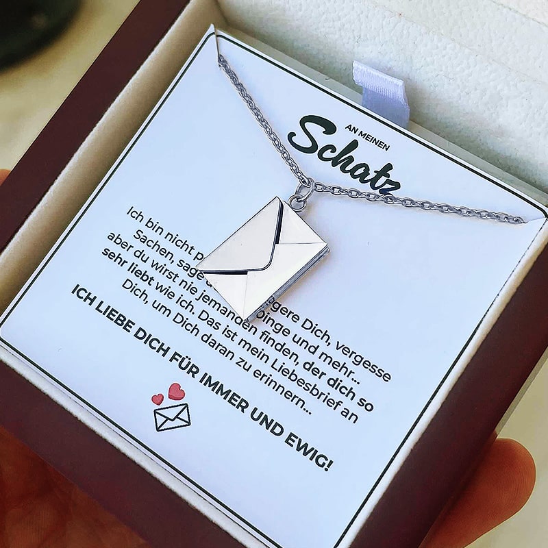 18k Gold Ausführung Liebesbrief Halskette - Geschenkset
