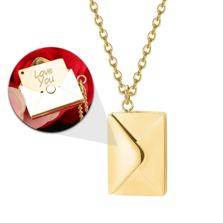 18k Gold Ausführung Liebesbrief Halskette - Geschenkset