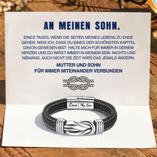Mutter und Sohn Für Immer Miteinander Verbunden - Geflochtenes Lederarmband
