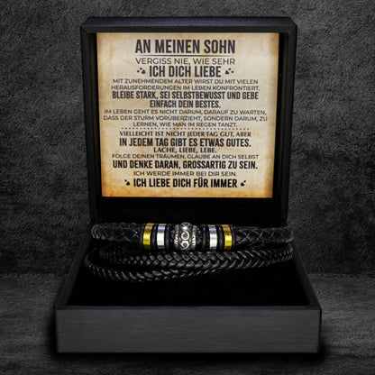 An meinen Sohn - Geflochtenes Edelstahl Lederarmband