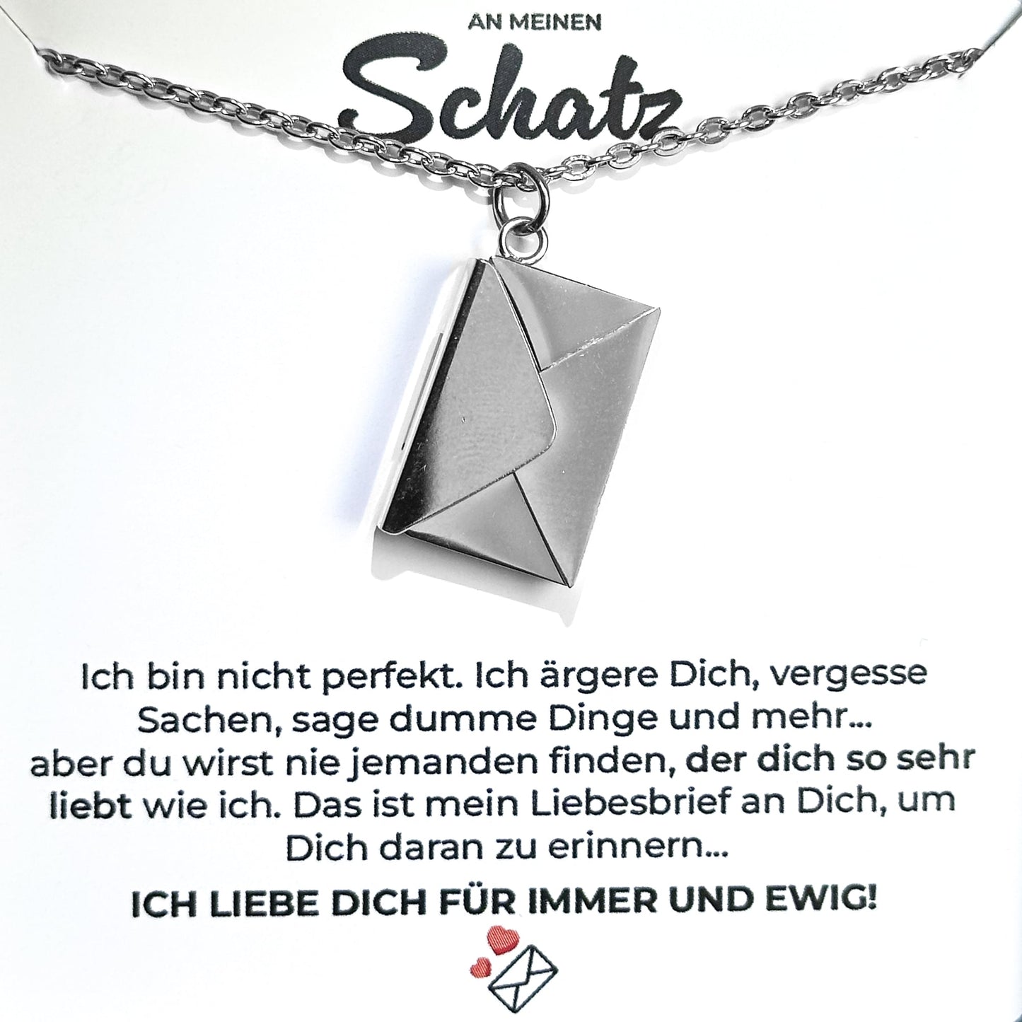 18k Gold Ausführung Liebesbrief Halskette - Geschenkset