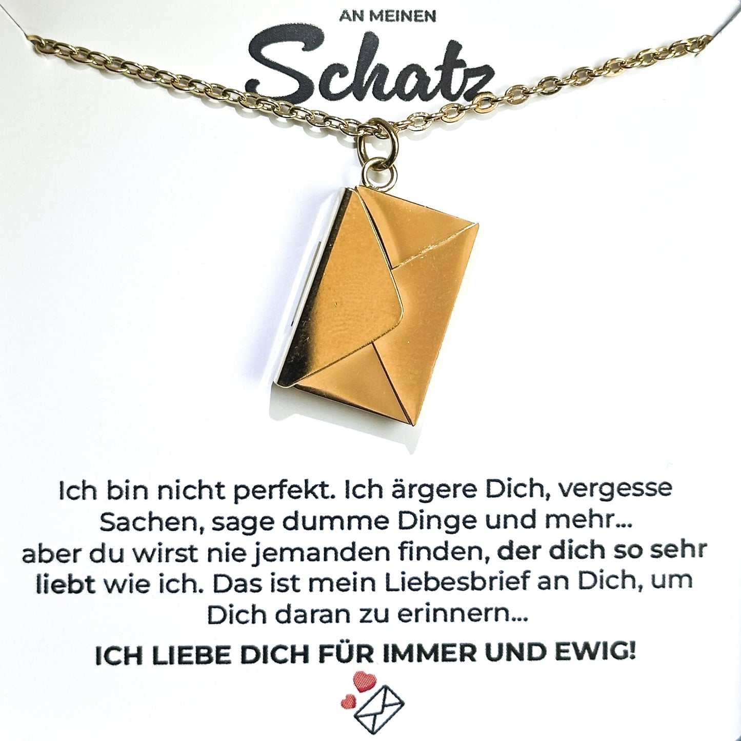 18k Gold Ausführung Liebesbrief Halskette - Geschenkset